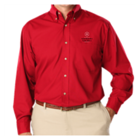 Mens L/S Superblend Poplin Shirt with Bone Buttons-TALL