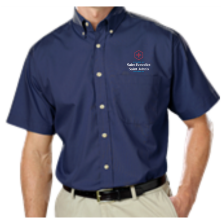 Mens S/S Superblend Poplin Shirt with Bone Buttons-TALL