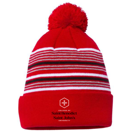 Sportsman 12" Striped Pom-Pom Cuffed Beanie